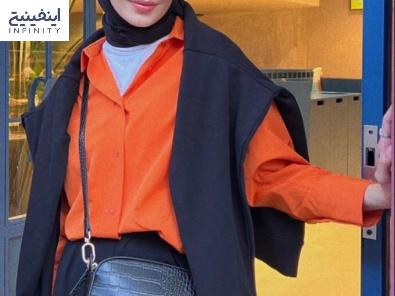ست کردن مانتو نارنجی با رنگ های دیگر