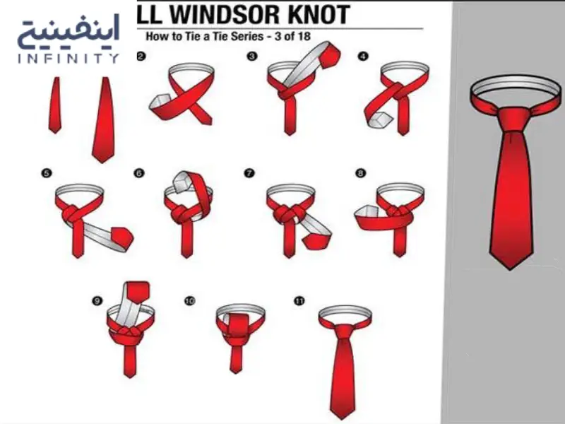3. گره کامل ویندزور (Full Windsor)برای بستن کراوات