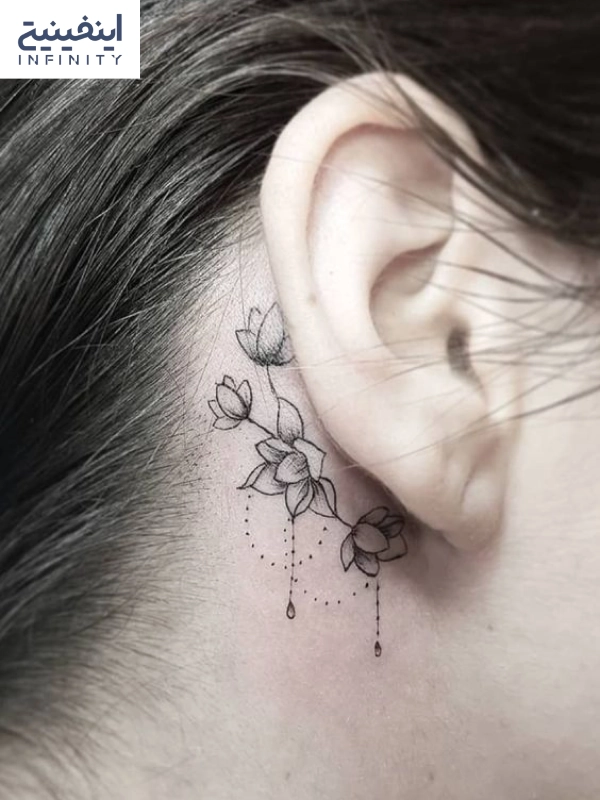 تاتو دخترانه روی گوش 