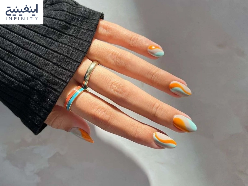 ناخن تابستانی رنگی رنگی
